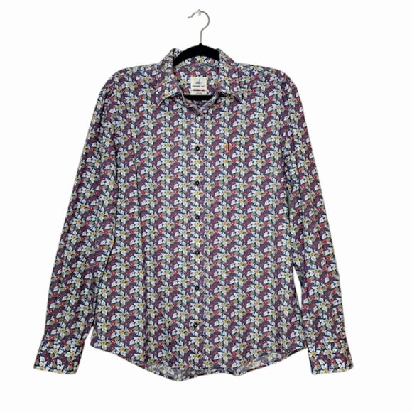 JOHNNIE-O | Hangin Out Floral Long Sleeve Button Down Shirt 'Wake' Casual  M - Picture 2 of 11